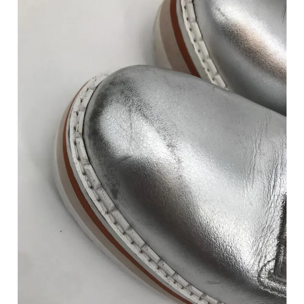 Matisse Vega Silver Metallic Platform Leather Lace Up Derby Shoes Size 8